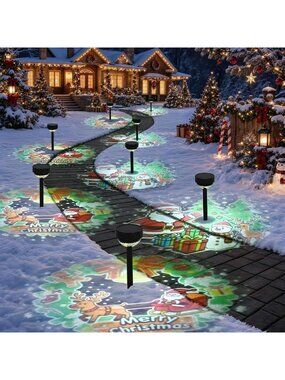 Outdoor Waterproof Solar Christmas Lights - 8 Pack Santa Claus Decor, Holiday